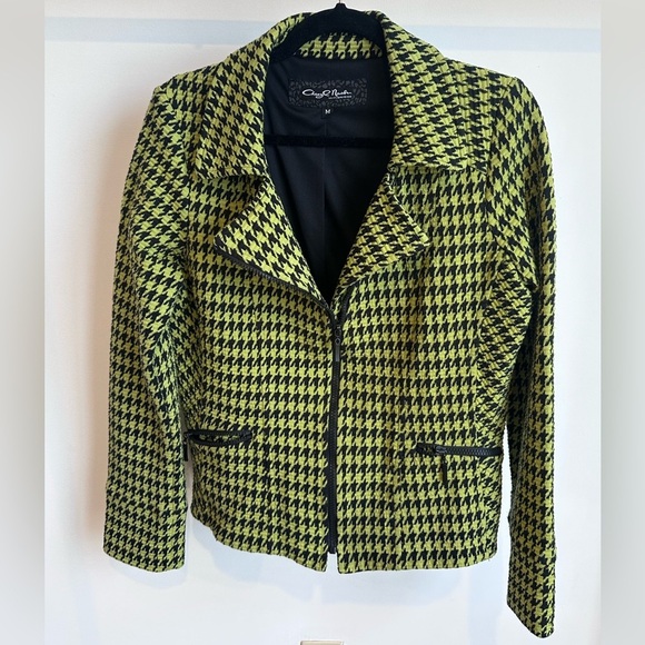 Vintage Jackets & Blazers - Vintage Black and Green Houndstooth Blazer